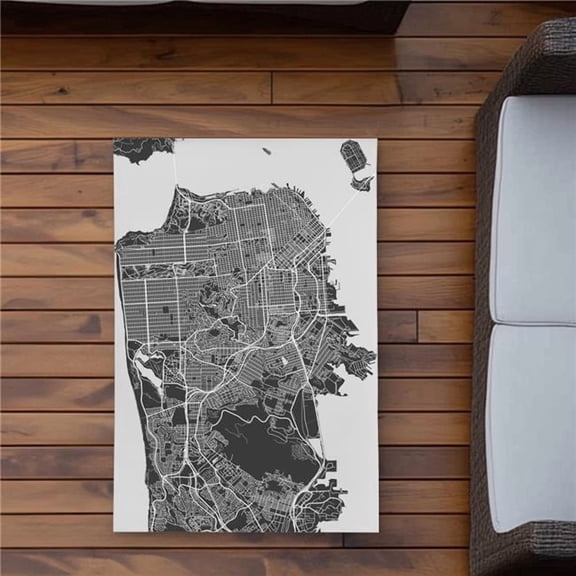 Begin Home Decor C1ROAR23HI071B 2 x 3 ft. San Francisco City Plan Rug - Industrial Living Room Decor - Rectangle
