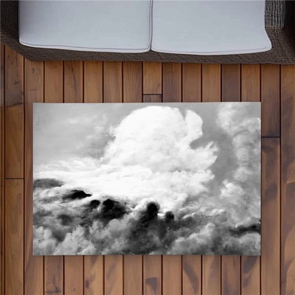 Begin Home Decor C1ROAR23OFTEP6 2 x 3 ft. Clouds Livingroom Black & White Outdoor Area Rug - Home Decor - Rectangle