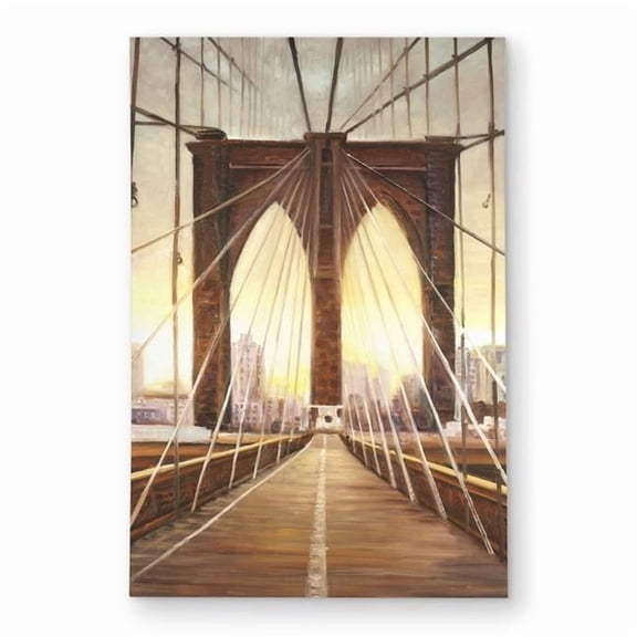 Begin Home Decor C1ROAR23T0EXXP 2 x 3 ft. Sunset on the Brooklyn Bridge Beige Outdoor Area Rug - Home Decor - Rectangle