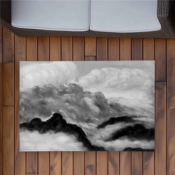 Begin Home Decor C1ROAR23ZFRD0D 2 x 3 ft. Gray Clouds Mountains Bathroom Outdoor Area Rug - Home Decor - Rectangle