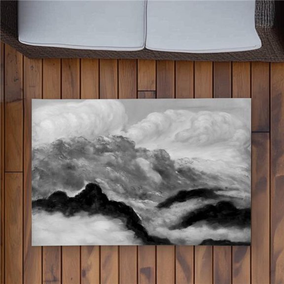 Begin Home Decor C1ROAR23ZFRD0D 2 x 3 ft. Gray Clouds Mountains Bathroom Outdoor Area Rug - Home Decor - Rectangle