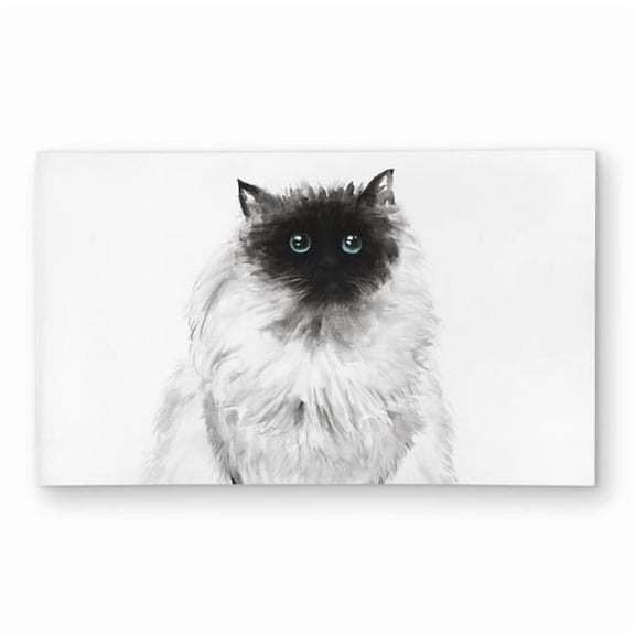 Begin Home Decor C1ROAR353PC7HL 3 x 5 ft. Blue Eyes Fluffy Siamese Cat Rug - Outdoor Bedroom Decor - Rectangle