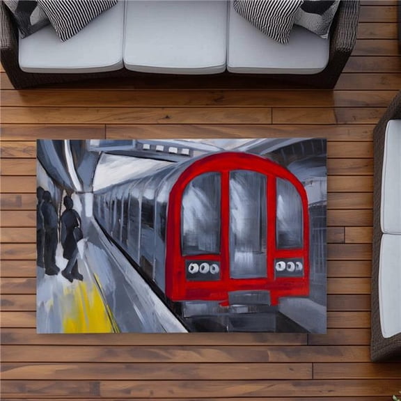 Begin Home Decor C1ROAR357NYB1U 3 x 5 ft. People Waiting Metro - Red Transportation Outdoor Rug - Home Decor - Rectangle