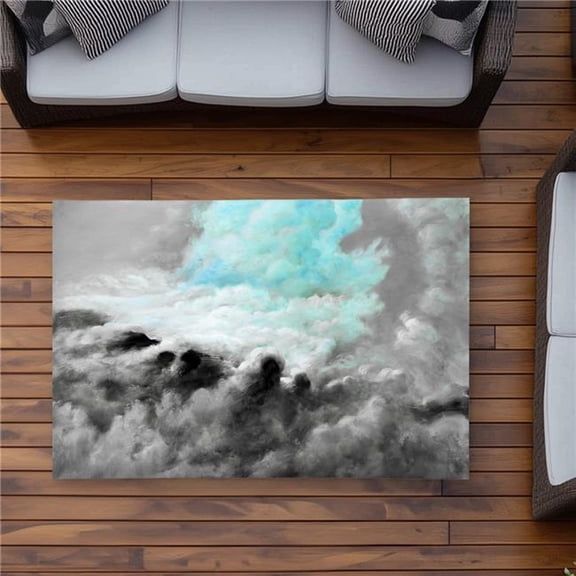 Begin Home Decor C1ROAR3596BL4H 3 x 5 ft. Blue Clouds Shapes Bathroom Outdoor Area Rug - Home Decor - Rectangle