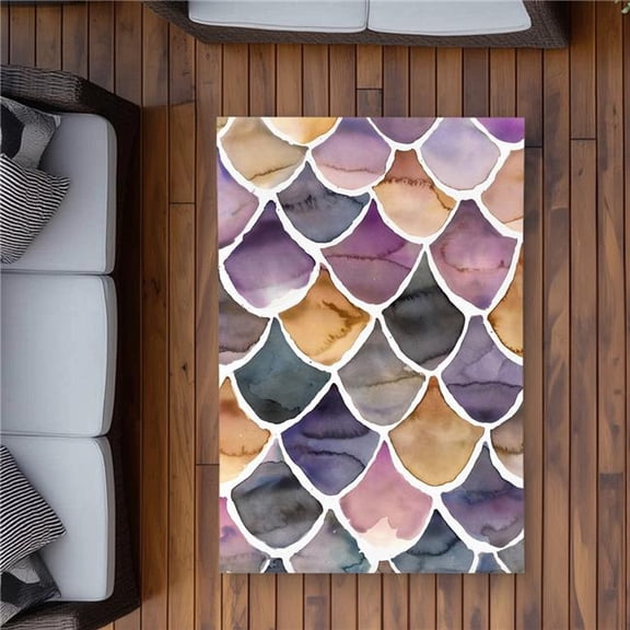 Begin Home Decor C1ROAR35KLEY7I 3 x 5 ft. Purple Like a Mermaid - Pattern Bedroom Outdoor Area Rug - Rectangle