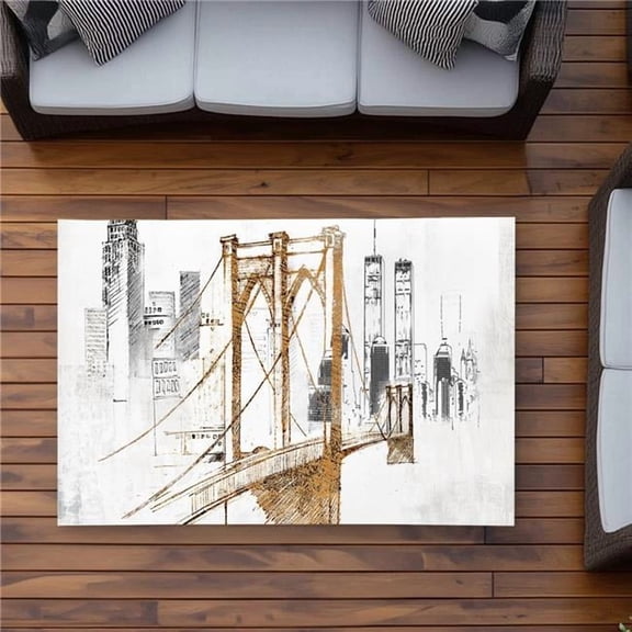 Begin Home Decor C1ROAR35N7ODRT 3 x 5 ft. Brooklyn Bridge Blurry Sketch Rug - Stylish Outdoor Decor - Rectangle
