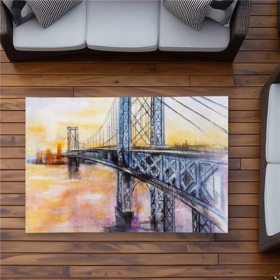 Begin Home Decor C1ROAR35R2S7JL 3 x 5 ft. Abstract Brooklyn Bridge Outdoor Rectangle Area Rug - Home Decor