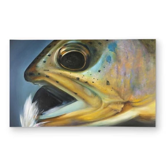 Begin Home Decor C1ROAR35S5DPIA 3 x 5 ft. Golden Trout Fly Fishing Rectangle Area Rug - Bedroom Aquatic Decor