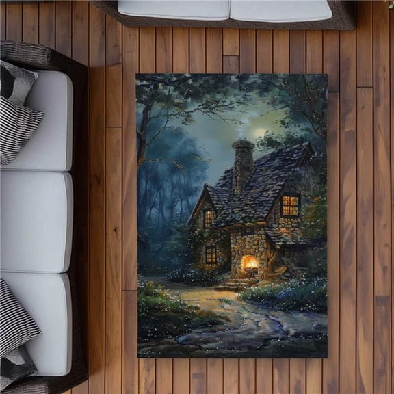 Begin Home Decor C1ROAR35SA0M2E 3 x 5 ft. Hidden Shack Blue Outdoor Rectangle Area Rug for Home Decor - Stylish