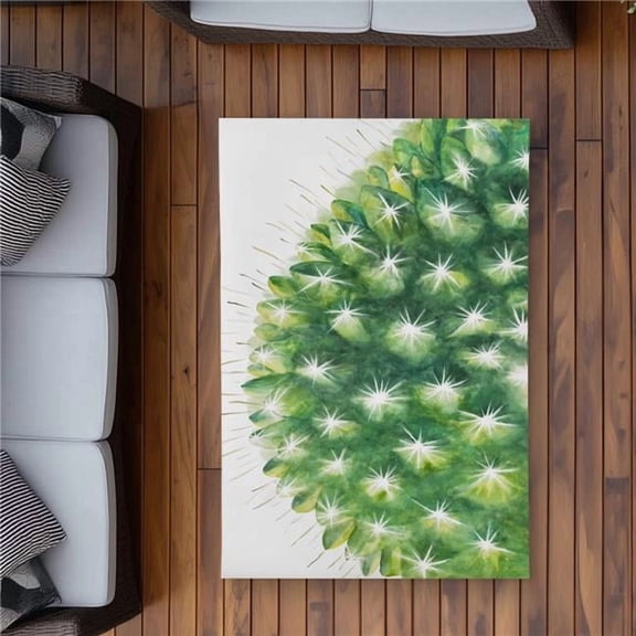 Begin Home Decor C1ROAR35ZJYY5E 3 x 5 ft. Watercolor Mini Cactus Rug - Bathroom Outdoor Decor Rug - Rectangle
