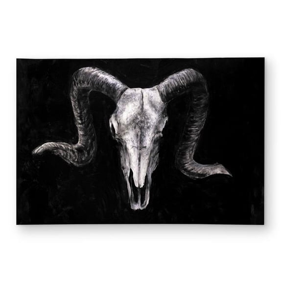 Begin Home Decor C1ROAR465ROCR2 4 x 6 ft. Ram Skull Grunge Style Rug - Black & White Living Room Decor - Rectangle