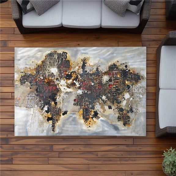Begin Home Decor C1ROAR469YJKYE 4 x 6 ft. Texturized World Map Rug - Satellite View Cities Home Decor - Rectangle