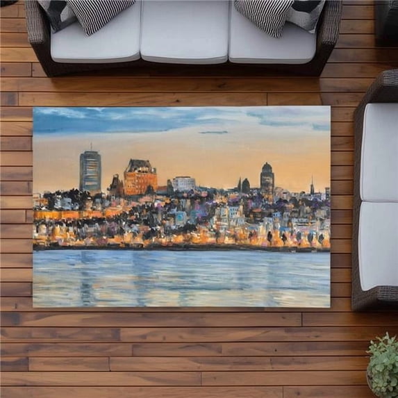 Begin Home Decor C1ROAR46BGU37Y 4 x 6 ft. Skyline of Quebec City - Orange Contemporary Outdoor Rug - Rectangle
