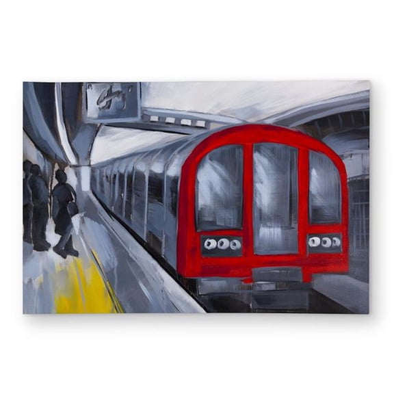 Begin Home Decor C1ROAR46F2S94R 4 x 6 ft. People Waiting Metro - Blue Transportation Outdoor Area Rug - Rectangle