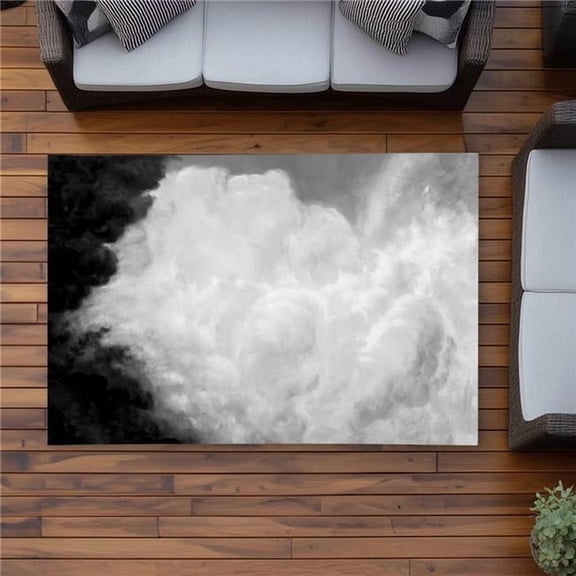 Begin Home Decor C1ROAR46F3FJEZ 4 x 6 ft. Dark Monochrome Clouds Gray Outdoor Area Rug for Home Decor - Rectangle