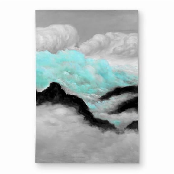 Begin Home Decor C1ROAR46GPF6SR 4 x 6 ft. Gray & Blue Clouds - Mountains Bathroom Outdoor Area Rug - Rectangle