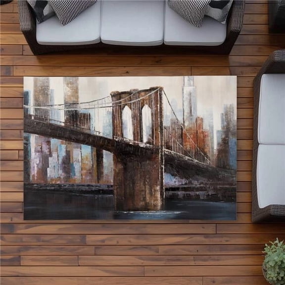 Begin Home Decor C1ROAR46HGGDX8 4 x 6 ft. Urban Brooklyn Bridge Blue Outdoor Area Rug - Living Room Decor - Rectangle