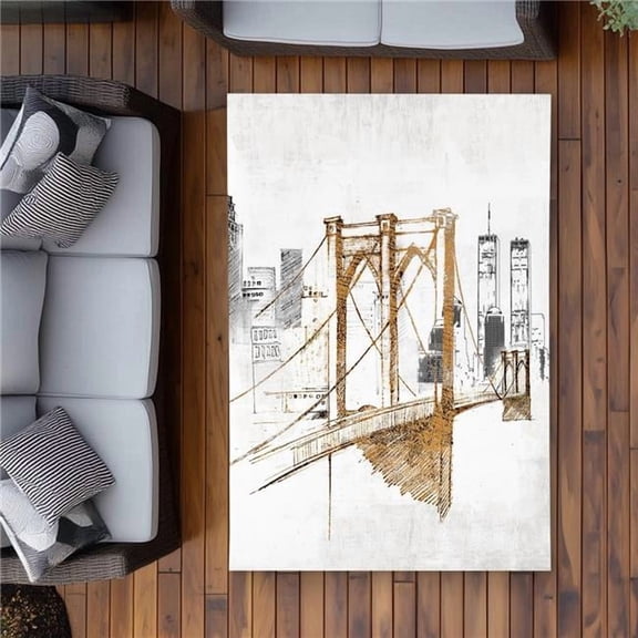Begin Home Decor C1ROAR46JUFYDG 4 x 6 ft. Brooklyn Bridge Blurry Sketch Rug - Cities Office Decor - Rectangle
