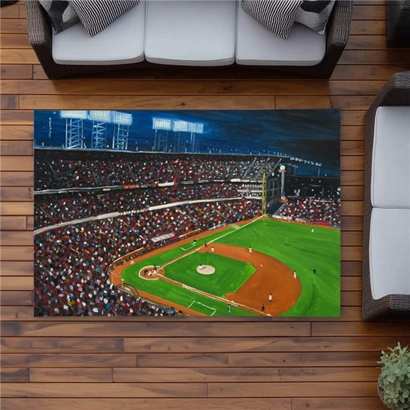 Begin Home Decor C1ROAR46KL4TG3 4 x 6 ft. Baseball Game Livingroom Green Outdoor Area Rug for Home Decor - Rectangle