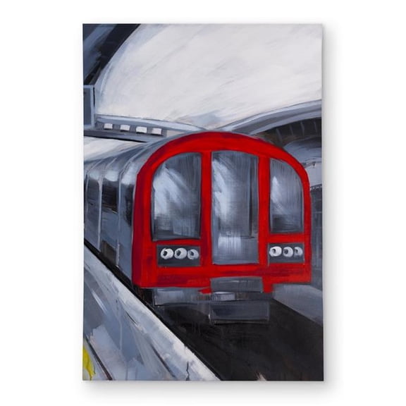 Begin Home Decor C1ROAR46LT978J 4 x 6 ft. People Waiting Metro - Transportation Red Outdoor Rug - Home Decor - Rectangle
