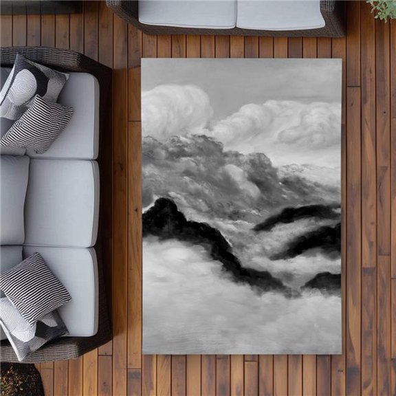 Begin Home Decor C1ROAR46NC1EPN 4 x 6 ft. Gray Clouds Mountains Landscapes Outdoor Area Rug - Home Decor - Rectangle