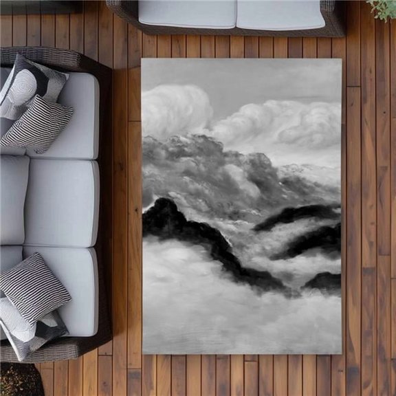 Begin Home Decor C1ROAR46NC1EPN 4 x 6 ft. Gray Clouds Mountains Landscapes Outdoor Area Rug - Home Decor - Rectangle