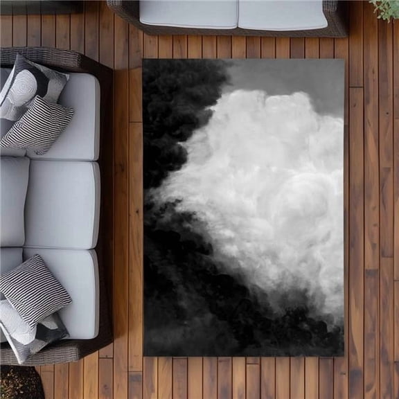 Begin Home Decor C1ROAR46TH7VKS 4 x 6 ft. Dark Monochrome Clouds Rug - Gray Living Room Outdoor Decor - Rectangle