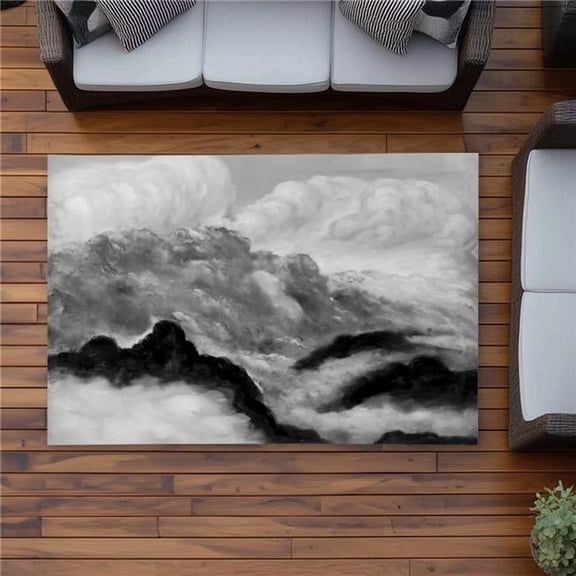 Begin Home Decor C1ROAR46TSMF6L 4 x 6 ft. Gray Clouds - Gray Landscapes Outdoor Area Rug for Home Decor - Rectangle