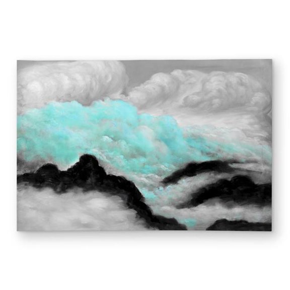 Begin Home Decor C1ROAR46VO1ELX 4 x 6 ft. Gray & Blue Clouds - Contemporary Mountains Outdoor Rug - Rectangle