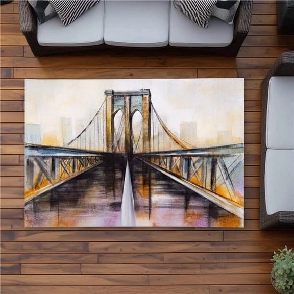 Begin Home Decor C1ROAR46WIY2IC 4 x 6 ft. Colorful Brooklyn Bridge Rug - Outdoor Area Rug for Home Decor - Rectangle