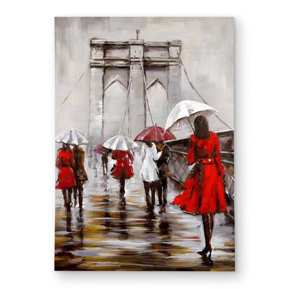 Begin Home Decor C1ROAR571H09DX 5 x 7 ft. Walk on the Brooklyn Bridge - Red Outdoor Rectangle Area Rug for Home Decor