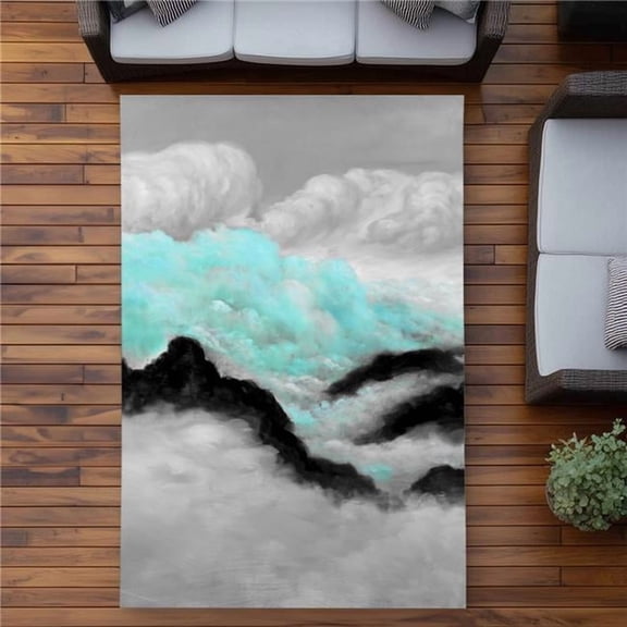 Begin Home Decor C1ROAR574VCZO8 5 x 7 ft. Gray & Blue Clouds Outdoor Area Rug - Bedroom Decor - Rectangle