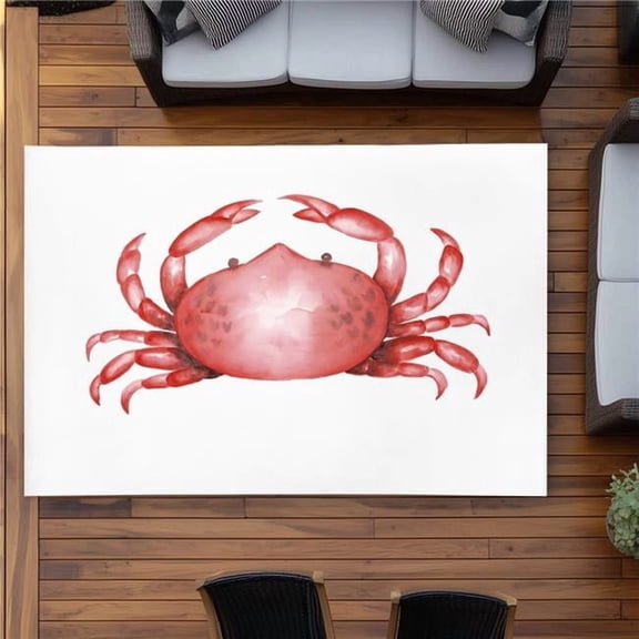 Begin Home Decor C1ROAR57521BRA 5 x 7 ft. Crab Coastal Kitchen Outdoor Area Rug for Home Decor - Stylish - Rectangle