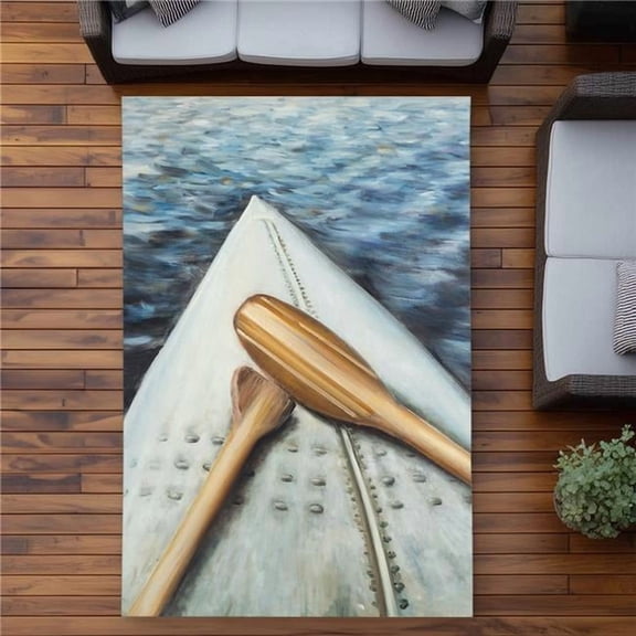 Begin Home Decor C1ROAR575KIAV2 5 x 7 ft. Canoe Adventure Rug - Gray Sports Outdoor Area Decor - Rectangle