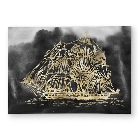 Begin Home Decor C1ROAR577T7HCB 5 x 7 ft. Old Sailing Ship Coastal Boat Outdoor Area Rug - Home Decor - Rectangle