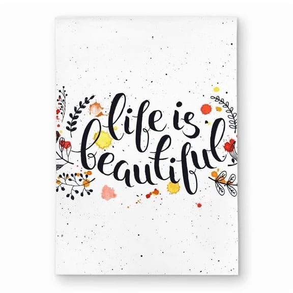 Begin Home Decor C1ROAR5781EJSC 5 x 7 ft. Life is Beautiful Bedroom Quotes Rug - Motivational Outdoor Decor - Rectangle
