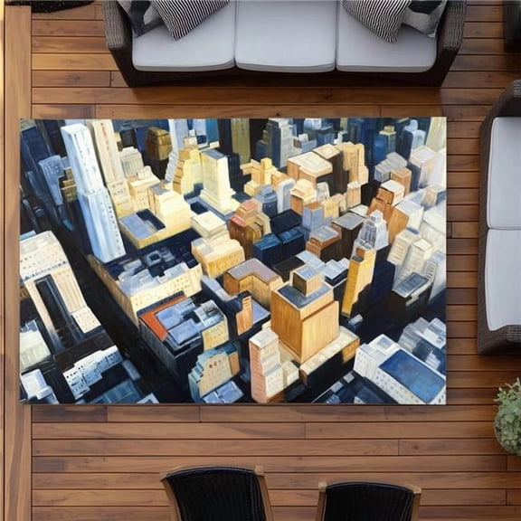 Begin Home Decor C1ROAR578PRG9R 5 x 7 ft. Manhattan View Rug - Empire State Building Living Room Decor - Rectangle