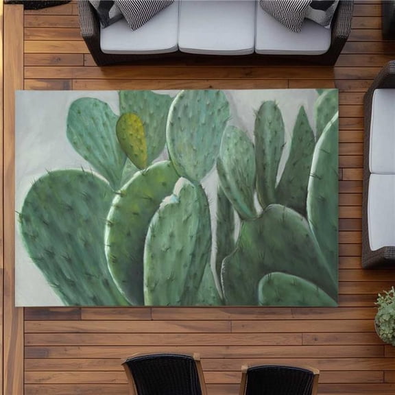 Begin Home Decor C1ROAR579JFZ41 5 x 7 ft. Paddle Cactus - Gray Hyperrealist Outdoor Rectangle Area Rug for Decor
