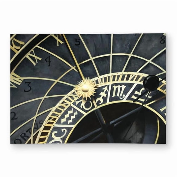 Begin Home Decor C1ROAR57AAERYD 5 x 7 ft. Astrologic Clock Black Outdoor Area Rug - Home Decor Spirituality - Rectangle