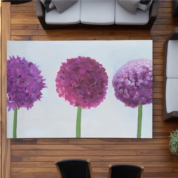 Begin Home Decor C1ROAR57B62H81 5 x 7 ft. Dahlia Pompon - Hyperrealist Outdoor Area Rug for Home Decor - Rectangle