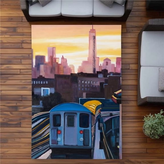 Begin Home Decor C1ROAR57GXG8C8 5 x 7 ft. Sunset Over the Subway Rug - Contemporary Living Room Decor - Rectangle