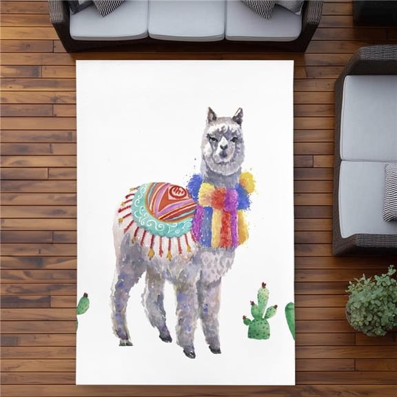 Begin Home Decor C1ROAR57L9YR4K 5 x 7 ft. Traditional Peruvian Lama Rug - Illustrative Wildlife Decor - Rectangle