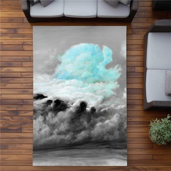 Begin Home Decor C1ROAR57QKFL4D 5 x 7 ft. Blue Clouds Shapes Bathroom Outdoor Rectangle Area Rug - Home Decor