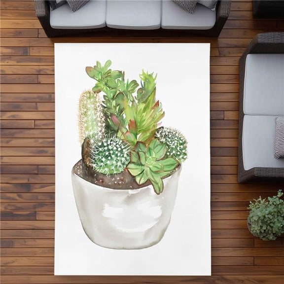 Begin Home Decor C1ROAR57QKG0D2 5 x 7 ft. Cactus Assortment in A Pot - Scandinavian Gray Outdoor Rectangle Area Rug