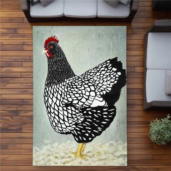 Begin Home Decor C1ROAR57S4UHH1 5 x 7 ft. Wyandotte Hen Outdoor Area Rug - Kitchen Animals Home Decor - Rectangle