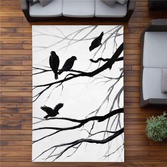 Bird Outdoor Rug Begin Home Decor C1ROAR57T72K7O 5 x 7 ft. Silhouette of Birds - Animals ...