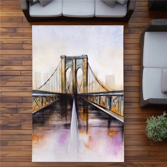 Begin Home Decor C1ROAR57TKUTZW 5 x 7 ft. Colorful Brooklyn Bridge Rug - Purple Outdoor Area Decor - Rectangle