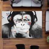 Begin Home Decor C1ROAR57TLB6CJ 5 x 7 ft. Monkey with Headphones ...