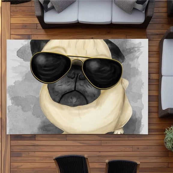 Begin Home Decor C1ROAR57U0USC0 5 x 7 ft. Pug with Style - Animals Bedroom Rug for Home Decor - Rectangle