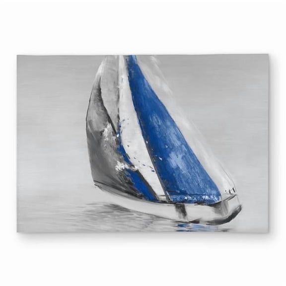 Begin Home Decor C1ROAR57VDY3Y3 5 x 7 ft. Gray & Blue Boat Sailing Rug - Outdoor Bedroom Decor Rug - Rectangle
